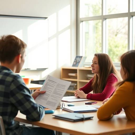 Un groupe d'étudiants discutant d'un scénario dans une salle de classe